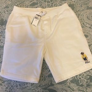 White Ralph Lauren polo shorts with bear